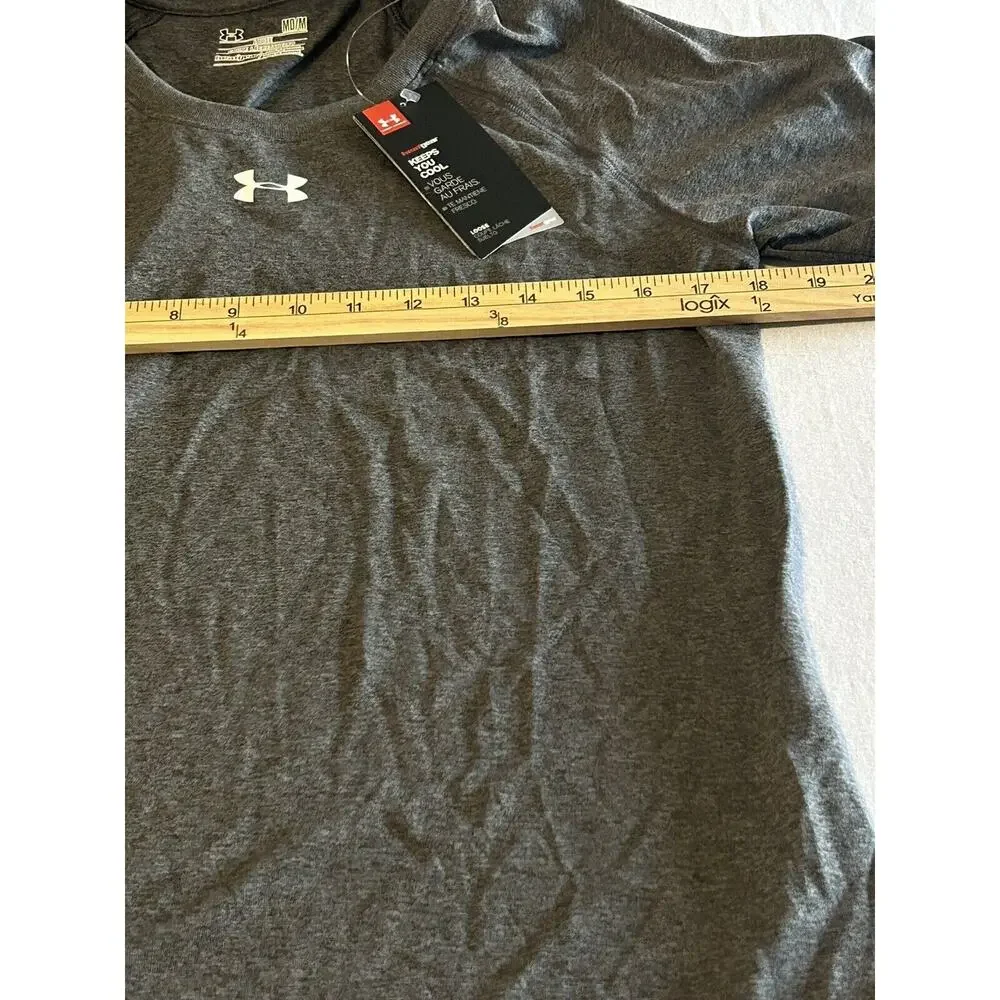 Under Armour Women T-Shirt UA Team Heatgear Short Sleeve Med Carbon Heather NWT